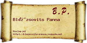 Blázsovits Panna névjegykártya